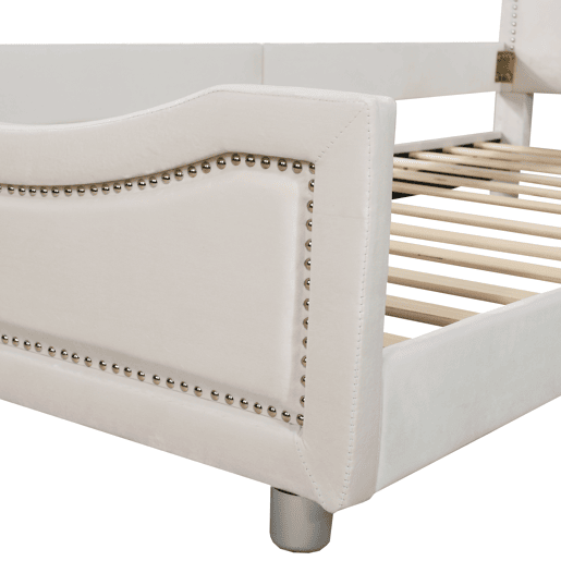 Cama individual para crianças 90x200cm - sofá-cama de veludo - Bege