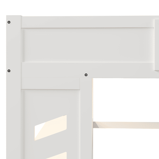 Cama alta 140x200 cm - Com secretária, LED, 1 USB, 1 Type-C, prateleira, sem colchão - Branco