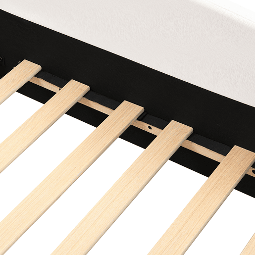 Cama de criança em pele sintética 140x200 cm - com escorrega e escada - com LED e controlo remoto - Rosa