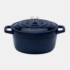 La Fonderie 1890, ALMA22, Caçarola em ferro fundido, 22cm, 3,3L, azul, compatível com todas as fontes de calor, indução, gás, grelhador e forno.