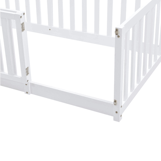 Cama de criança em madeira maciça 90x200cm com barreira de segurança - Branco