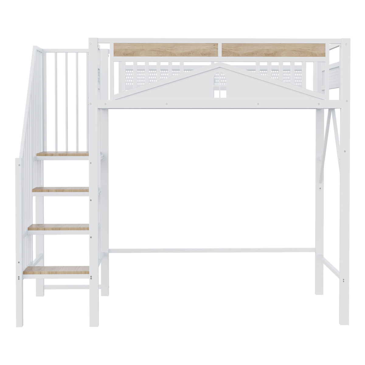 Cama alta para niños 95x255 Blanco
