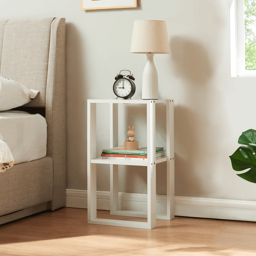 Mesa de apoio Thyholm com prateleira 55x30x30 cm branco en.casa