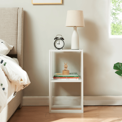 Mesa de apoio Thyholm com prateleira 55x30x30 cm branco en.casa