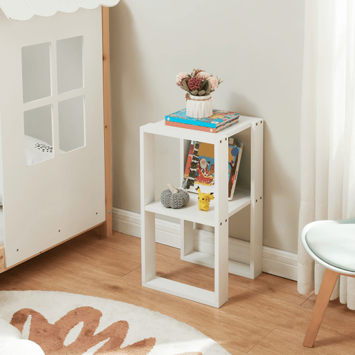 Mesa de apoio Thyholm com prateleira 55x30x30 cm branco en.casa