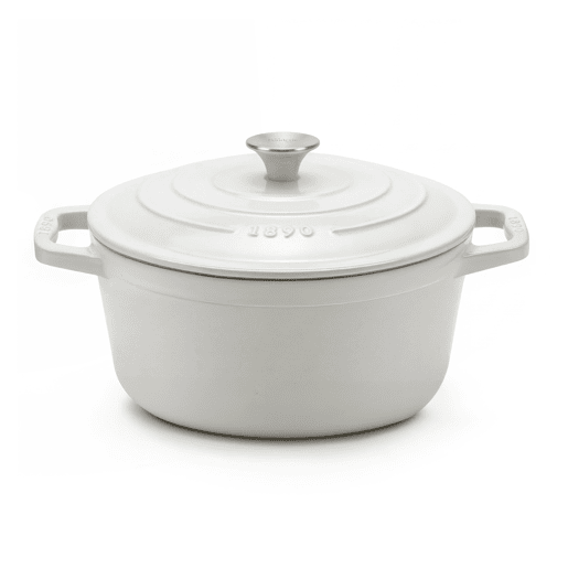 La Fonderie 1890, IENA22, Caçarola em ferro fundido, 22cm, 3,3L, bege, compatível com todas as fontes de calor, indução, gás, grelhador e forno.