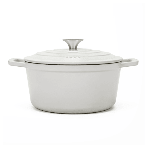La Fonderie 1890, IENA22, Caçarola em ferro fundido, 22cm, 3,3L, bege, compatível com todas as fontes de calor, indução, gás, grelhador e forno.