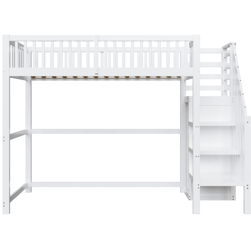 Cama mezzanine em madeira 90x200cm - com roupeiro - Branco