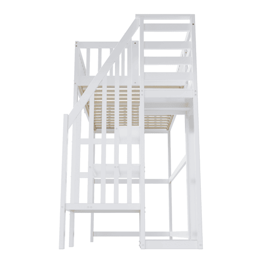 Cama mezzanine em madeira 90x200cm - com roupeiro - Branco