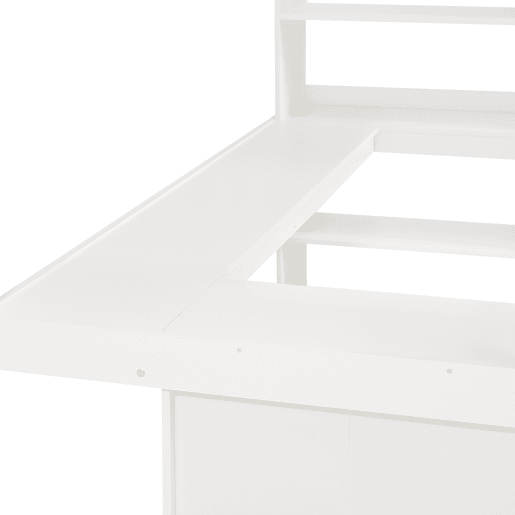 Cama loft 90x200 cm - Prateleira prática, grade de segurança, escada estável, branca