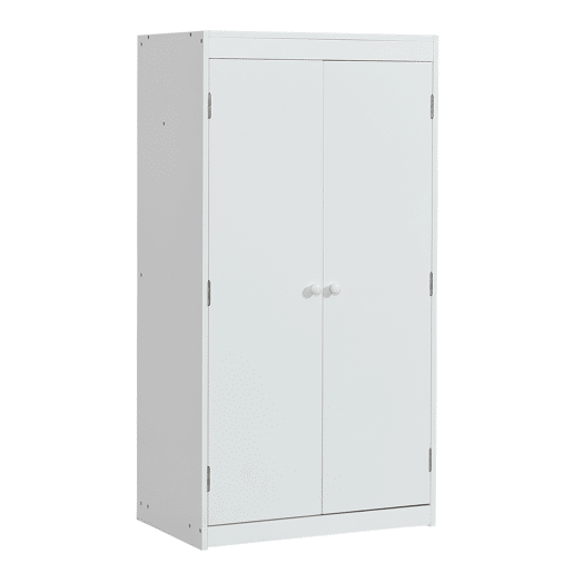 Cama alta de madeira 90x200 cm - com secretária + roupeiro + escorrega - Branco