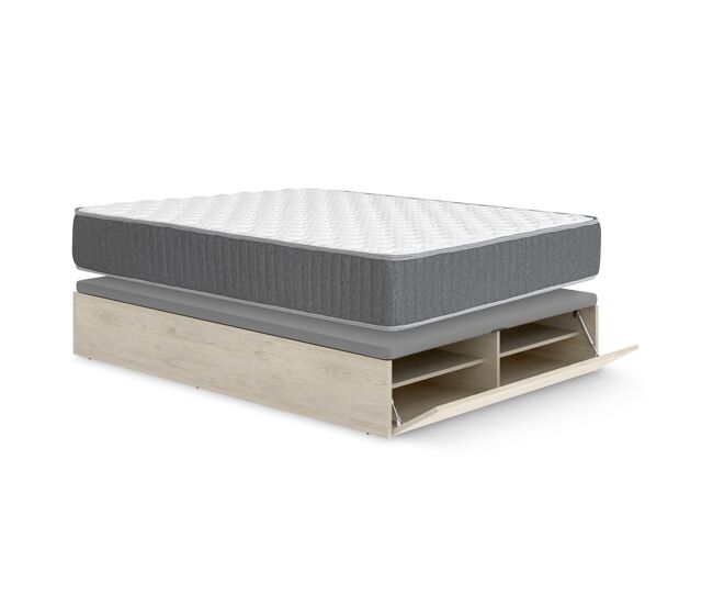 Pack ahorro matrimonio canapé con zapatero lan roble y colchón viscoelástico y muelles aurea 135 x 190 cm