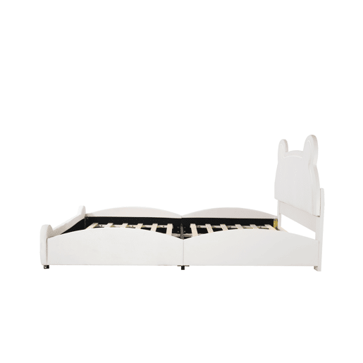 Cama de criança 140 x 200 cm - forma de urso - tecido de veludo - Branco