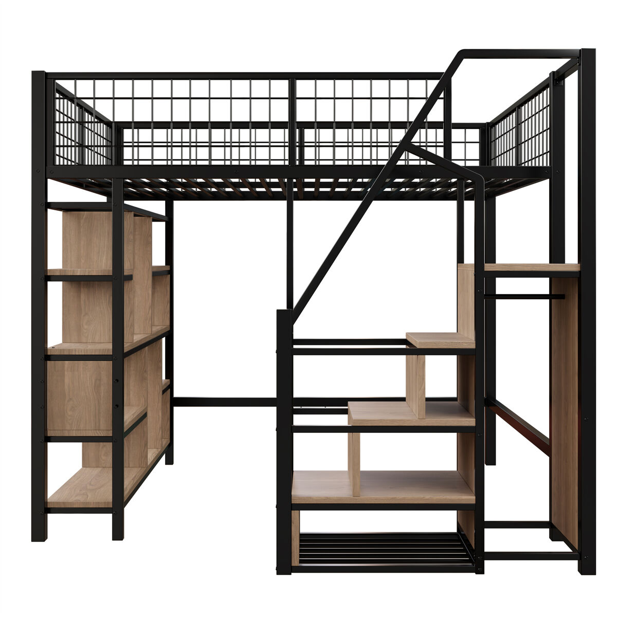 Cama alta para niños 204x193 Negro