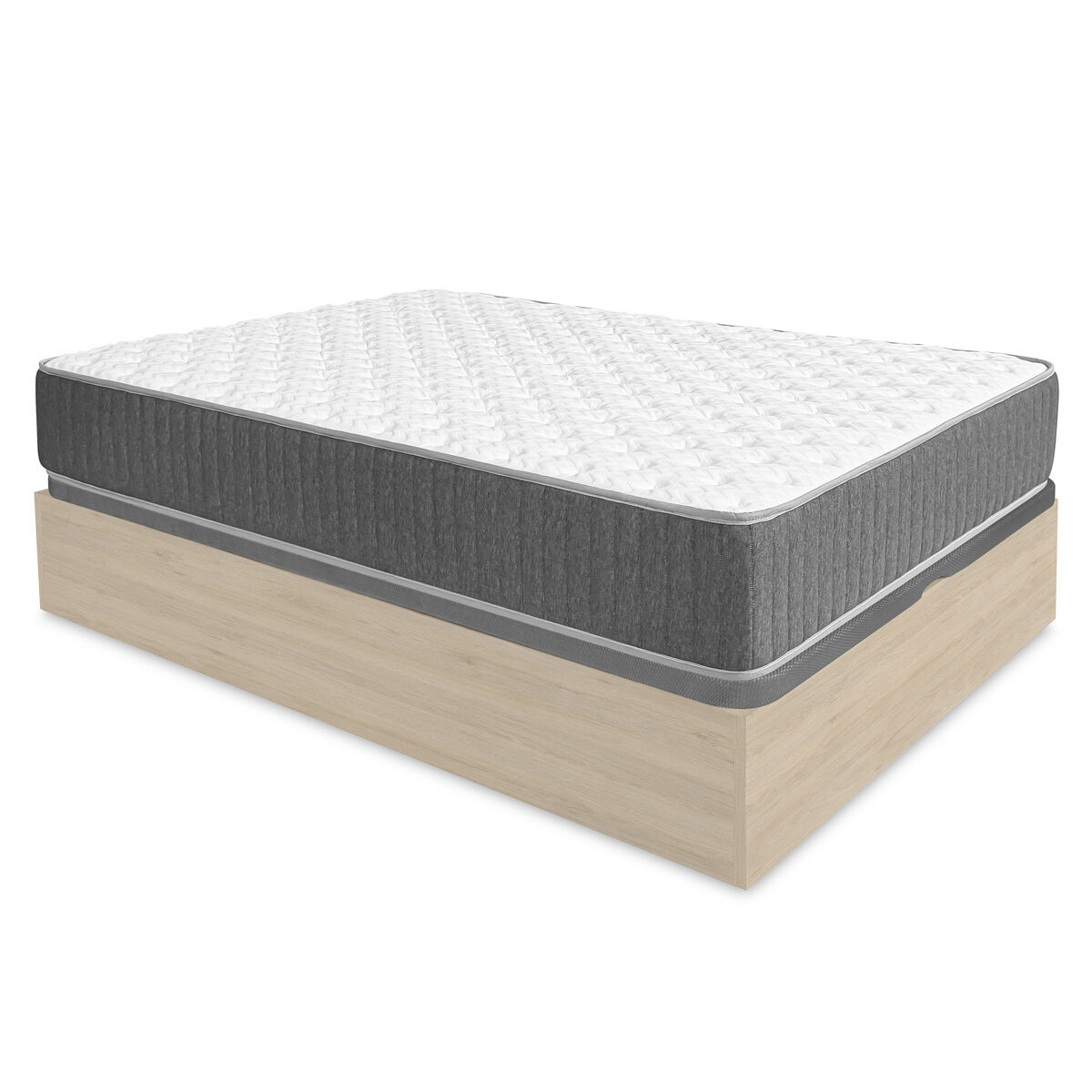 Pack ahorro matrimonio canapé abatible nest roble con colchón viscoelástico y muelles aurea 135 x 190 cm