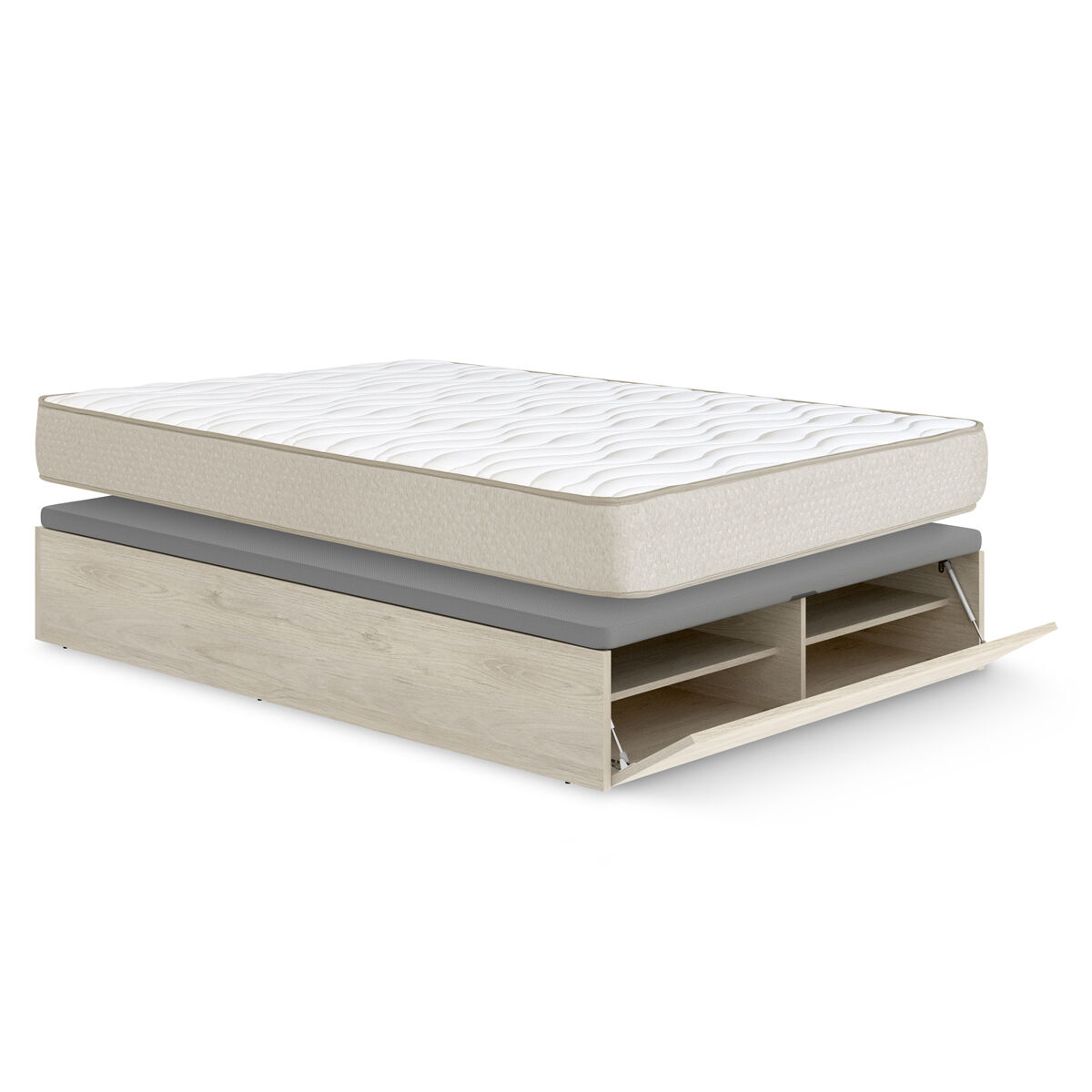 Pack ahorro matrimonio canapé con zapatero lan roble y colchón viscoelástico nova plus 135 x 190 cm