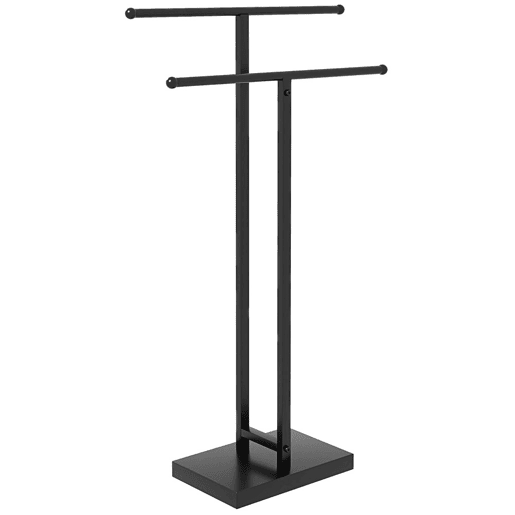 HOMCOM Toalheiro de Pé de Metal Toalheiro Escada para Casa de Banho com 2 Barras em Forma de T Design Moderno 50x18,5x85 cm Preto