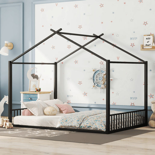 Cama de cabina 140x200 cm - estrutura em ferro - Preto