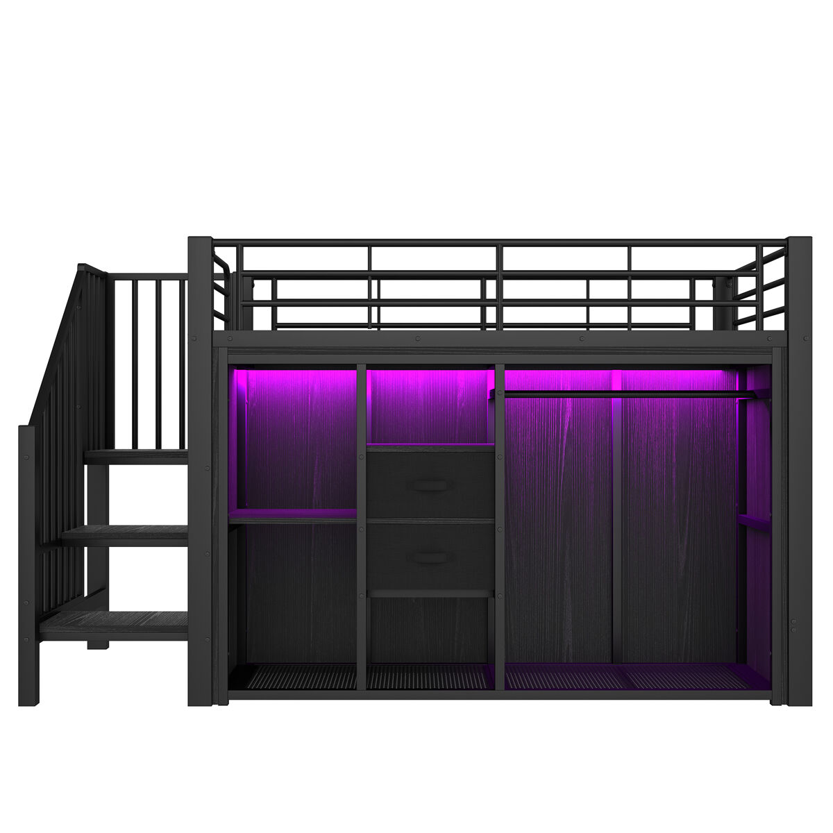 Cama alta para niños 255x95 Negro