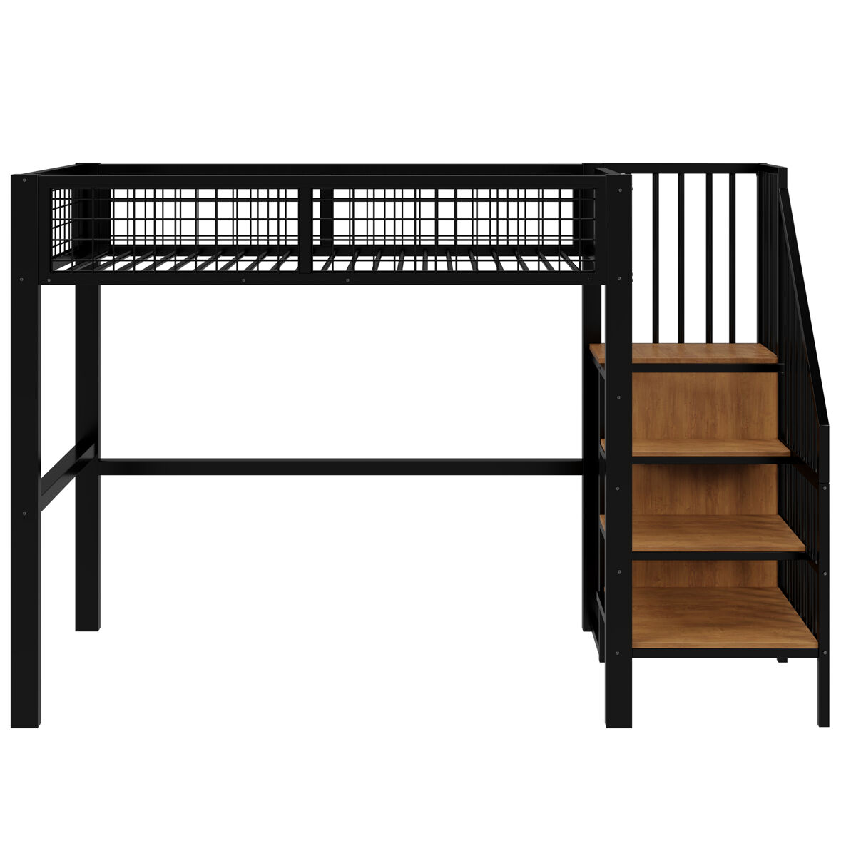 Cama alta para niños 95x255 Negro