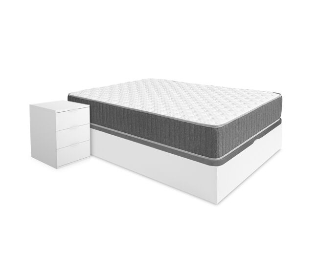 Pack ahorro matrimonio canapé nest con colchón viscoelástico y muelles aurea 150 x 190 cm y 2 mesitas de noche rio