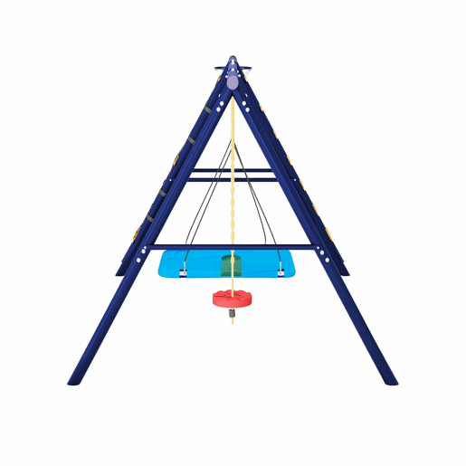 Conjunto de baloiços multifuncionais para exterior - 3 baloiços + estrutura para escalada + cesto de basquetebol, combinação de baloiços para exterior, baloiço suspenso, baloiço com cinto, baloiço com corda para escalada, paraíso de jogos para exterior