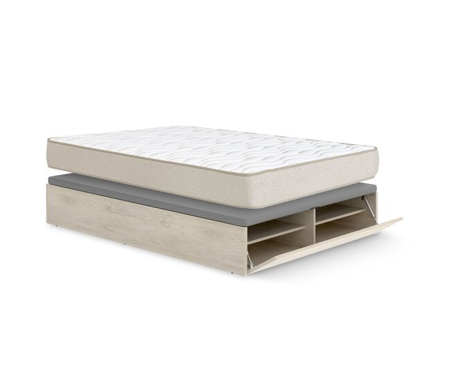 Pack ahorro matrimonio canapé con zapatero lan roble y colchón viscoelástico nova plus 150 x 190 cm