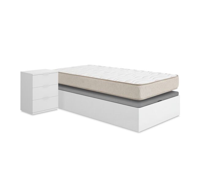 Pack ahorro juvenil canapé nest con colchón viscoelástico nova plus 105 x 190 cm y mesita de noche rio