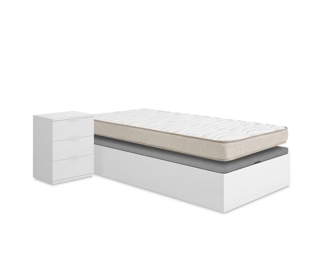 Pack ahorro juvenil canapé nest con colchón viscoelástico nova 90 x 190 cm y mesita de noche rio