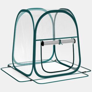 Outsunny Mini Estufa Dobrável Pop-up Estufa Exterior Transparente com Porta Enrolável e Cobertura de Plástico Contra o Vento para Cultivar Plantas e Flores 70x70x80 cm Transparente
