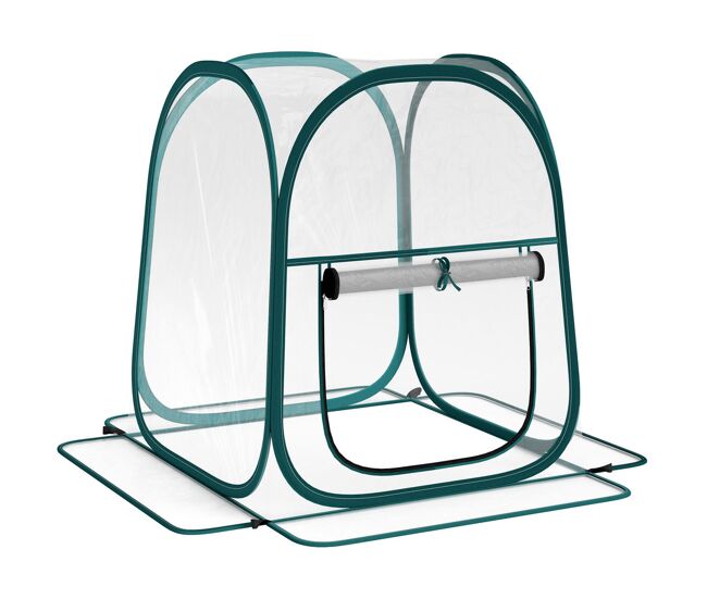 Outsunny mini invernadero plegable pop-up, invernadero exterior transparente con puerta enrollable y cubierta de plástico, contraviento, para cultivar plantas, flores, 70x70x80 cm, transparente