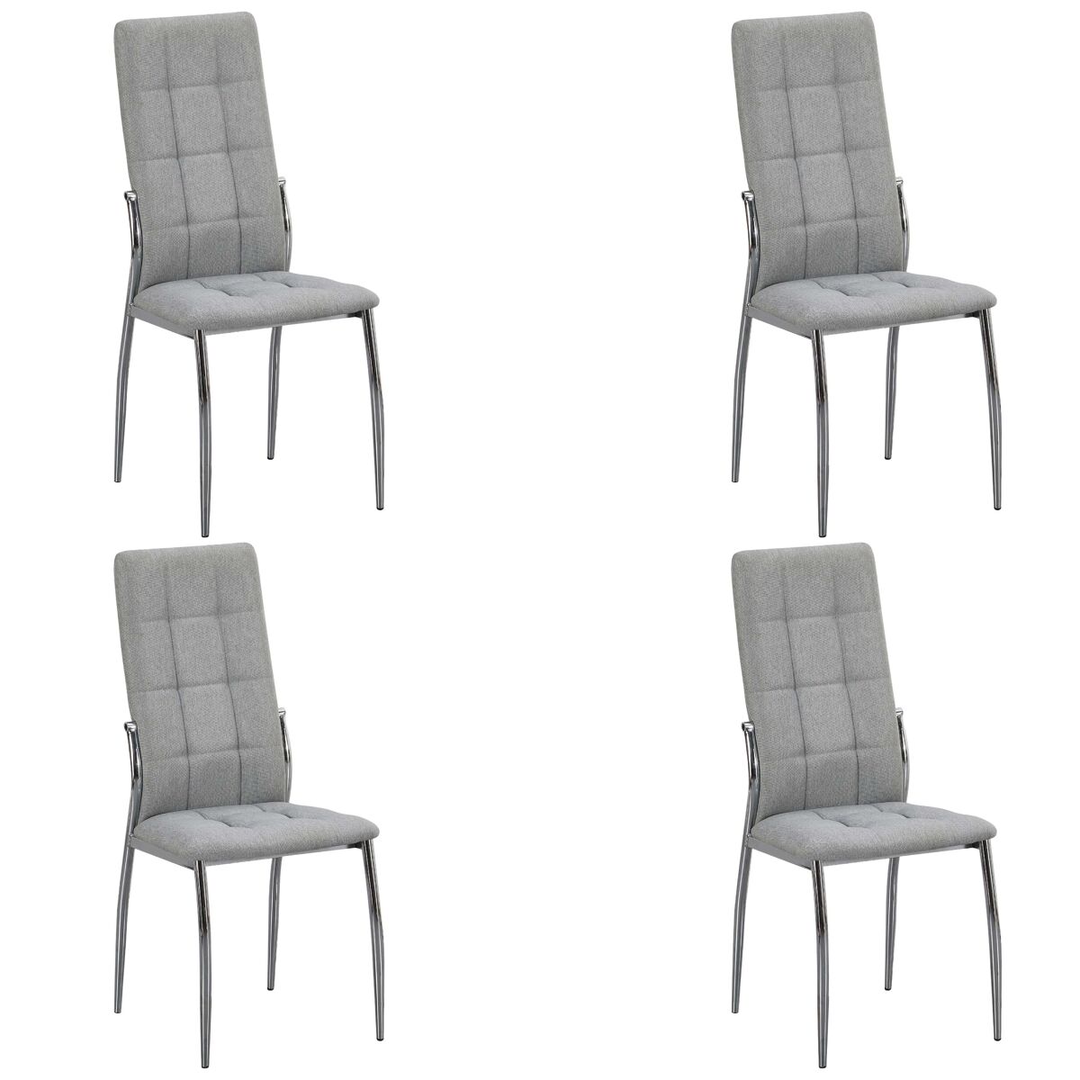 Pack 4 sillas comedor Laci, tapizado tela y metal