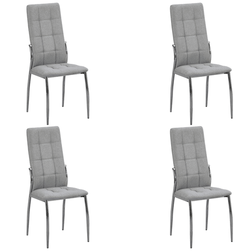 Conjunto de 4 cadeiras de jantar Laci cinza, cadeiras para sala de estar com estrutura de metal, 46x101x54 cm