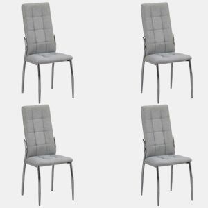 Conjunto de 4 cadeiras de jantar Laci cinza, cadeiras para sala de estar com estrutura de metal, 46x101x54 cm