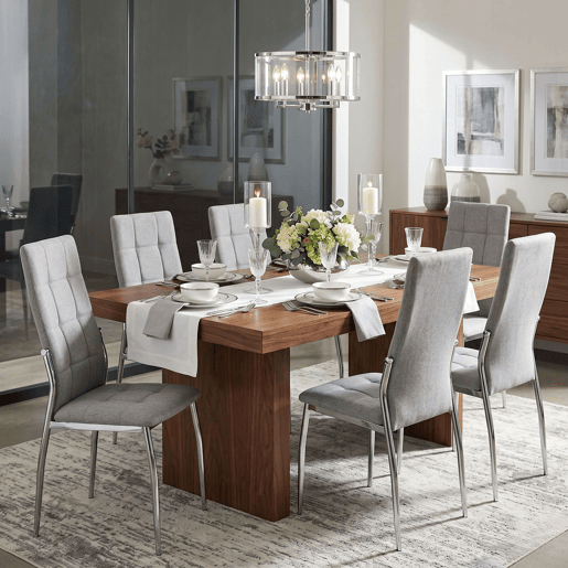 Conjunto de 4 cadeiras de jantar Laci cinza, cadeiras para sala de estar com estrutura de metal, 46x101x54 cm