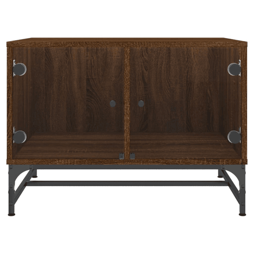 Mesa de Centro, Mesa baixa, c portas vidro 68,5x50x50 cm carvalho castanho