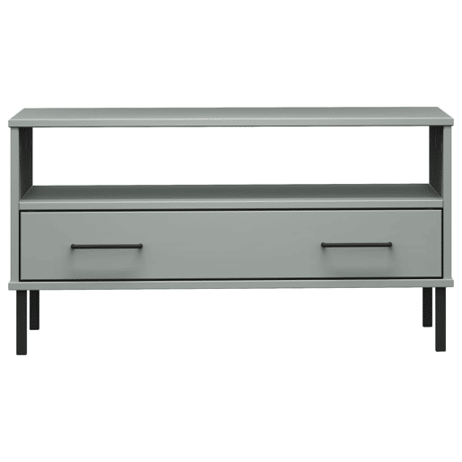 Mesa de Centro, Mesa baixa, pernas de metal 85x50x45 madeira maciça OSLO cinza