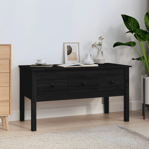 Mesa de Centro, Mesa baixa, 102x49x55 cm pinho maciço preto