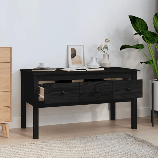 Mesa de Centro, Mesa baixa, 102x49x55 cm pinho maciço preto