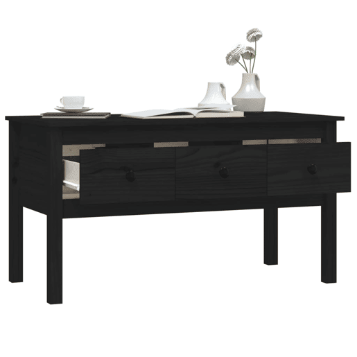 Mesa de Centro, Mesa baixa, 102x49x55 cm pinho maciço preto