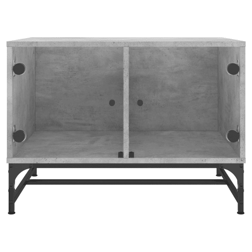 Mesa de Centro, Mesa baixa c portas de vidro 68,5x50x50 cm cinza cimento
