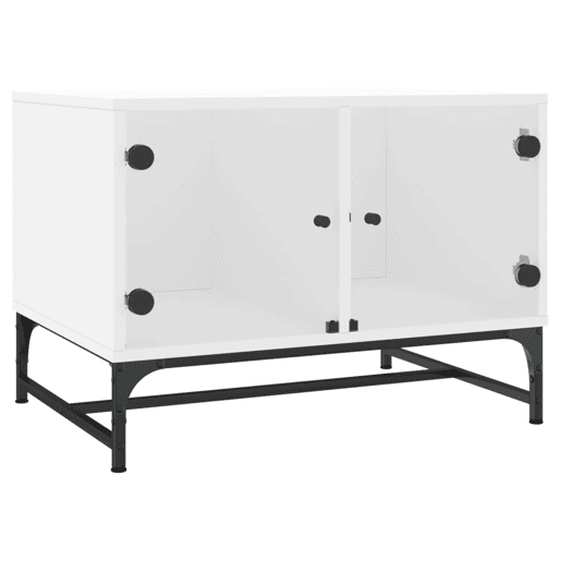 Mesa de Centro, Mesa baixa, c portas de vidro 68,5x50x50 cm branco