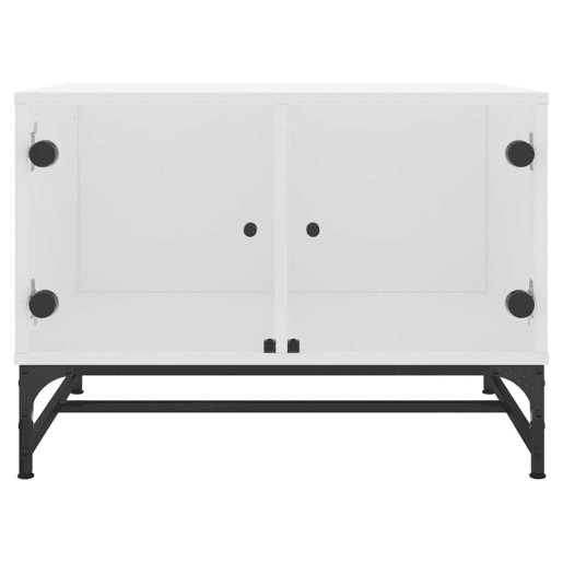 Mesa de Centro, Mesa baixa, c portas de vidro 68,5x50x50 cm branco
