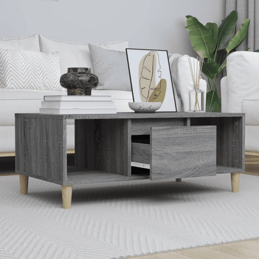 Mesa de Centro, Mesa baixa, 90x50x36,5 cm derivados madeira cinzento sonoma