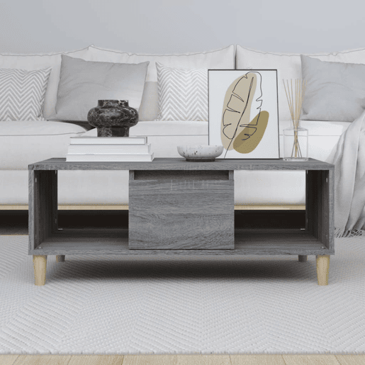 Mesa de Centro, Mesa baixa, 90x50x36,5 cm derivados madeira cinzento sonoma