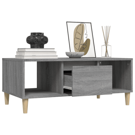 Mesa de Centro, Mesa baixa, 90x50x36,5 cm derivados madeira cinzento sonoma