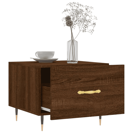 Mesa de Centro, Mesa baixa, 50x50x40 cm derivados madeira carvalho castanho