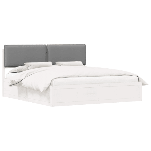 Estrutura de Cama de casal moderno com Cabeceira Estofada Cinzento-claro