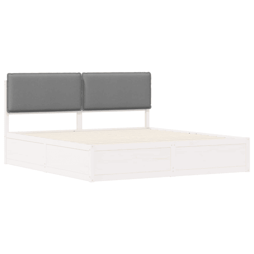 Estrutura de Cama de casal moderno com Cabeceira Estofada Cinzento-claro