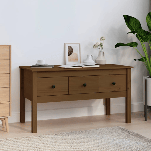 Mesa de Centro, Mesa baixa, 102x49x55 cm pinho maciço castanho mel